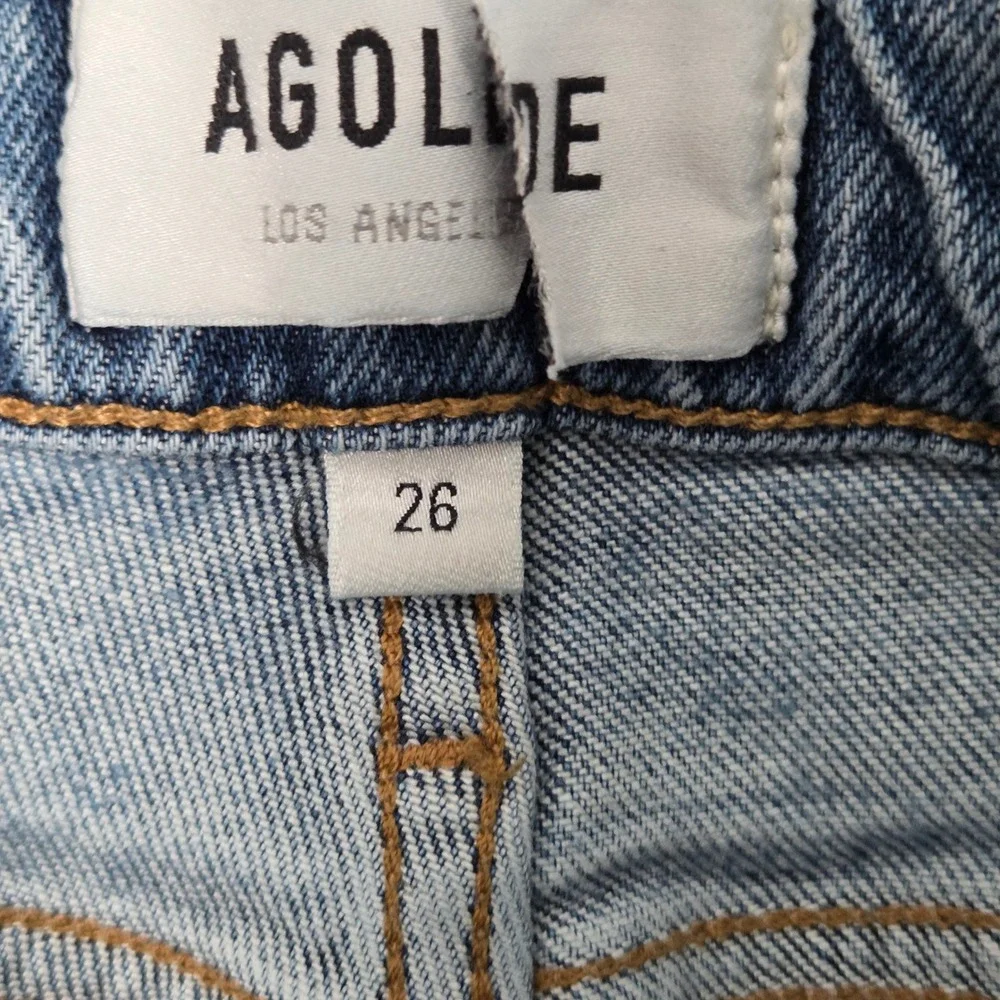 AGOLDE Womens 26 Nico High Rise Slim Fit Jeans Light Blue Rooted Revolve